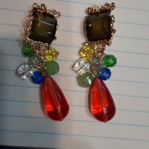 ❤️❤️💜💜Elegant Multicolor Drop Earrings Clipon